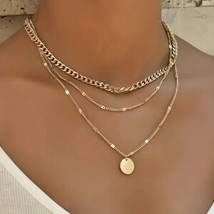 Elegant Gold Layered Necklace Set
